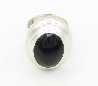 MEXICO 925 Sterling Silver  Vintage Black Onyx Cocktail Ring Sz 8  RG15643