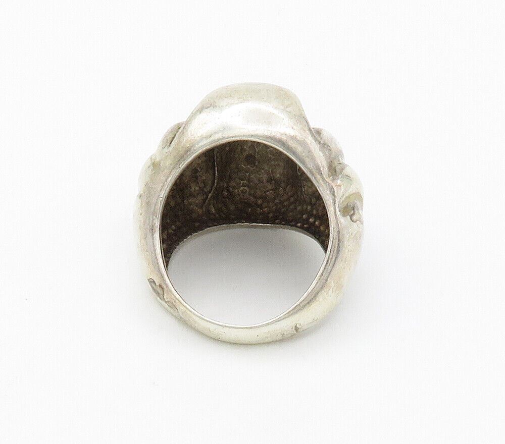 925 Sterling Silver  Vintage Smooth Dark Tone Dome Band Ring Sz 8  RG15378