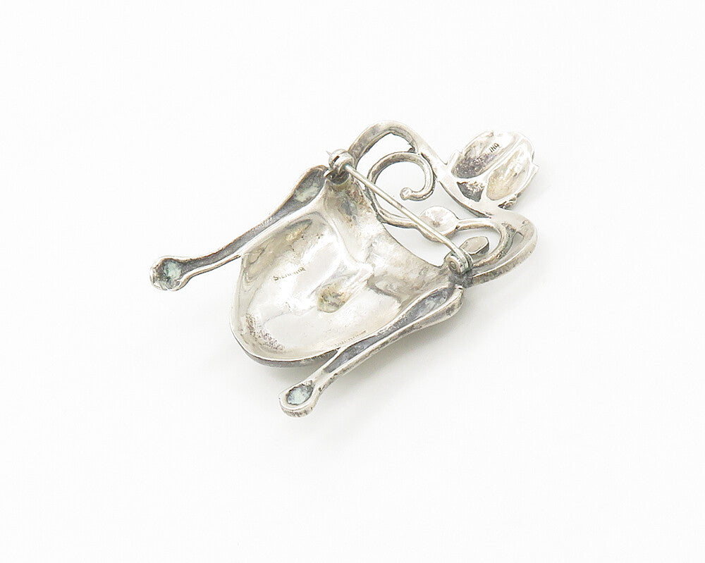 925 Sterling Silver  Vintage Shiny Smooth Goddess Face Brooch Pin  BP6825