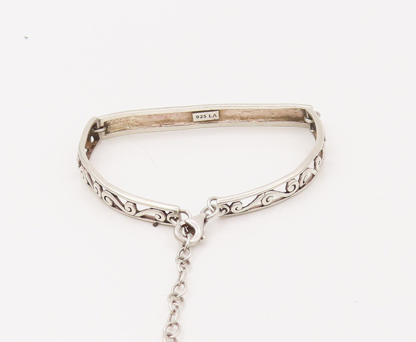 LA 925 Sterling Silver  Vintage Live Laugh Love Swirly Cutout Bracelet BT9875