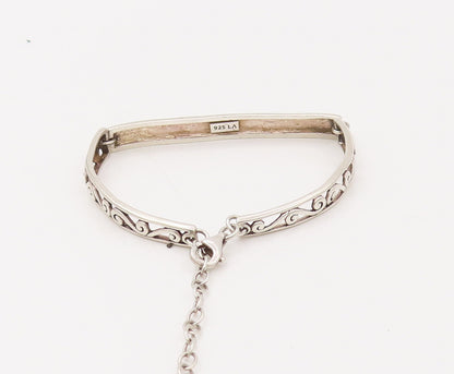 LA 925 Sterling Silver  Vintage Live Laugh Love Swirly Cutout Bracelet BT9875