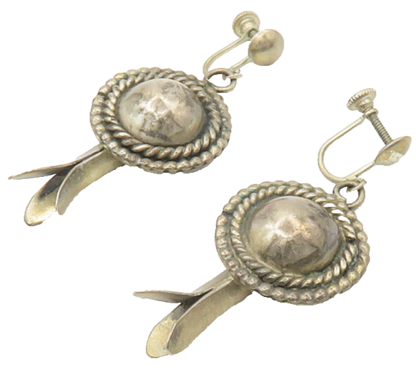 925 Sterling Silver Vintage Non Pierce Twist Dangle Earrings EG9197