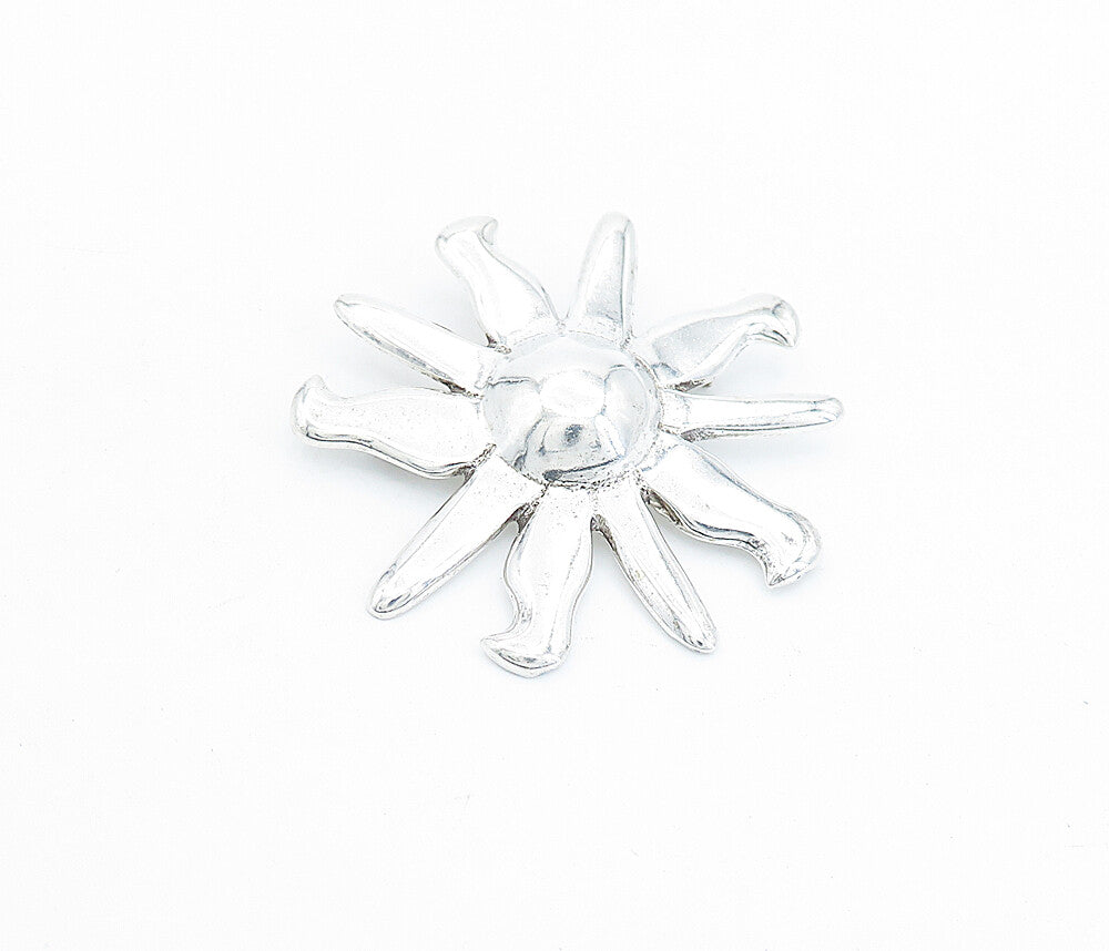 925 Sterling Silver  Vintage Shiny Polished Shining Sun Brooch Pin  BP1614