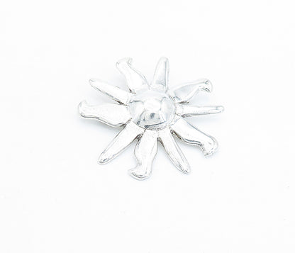 925 Sterling Silver  Vintage Shiny Polished Shining Sun Brooch Pin  BP1614