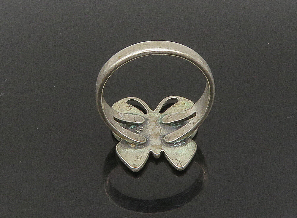 POST BELL 925 Silver  Vintage Turquoise Butterfly Band Ring Sz 7  RG23663