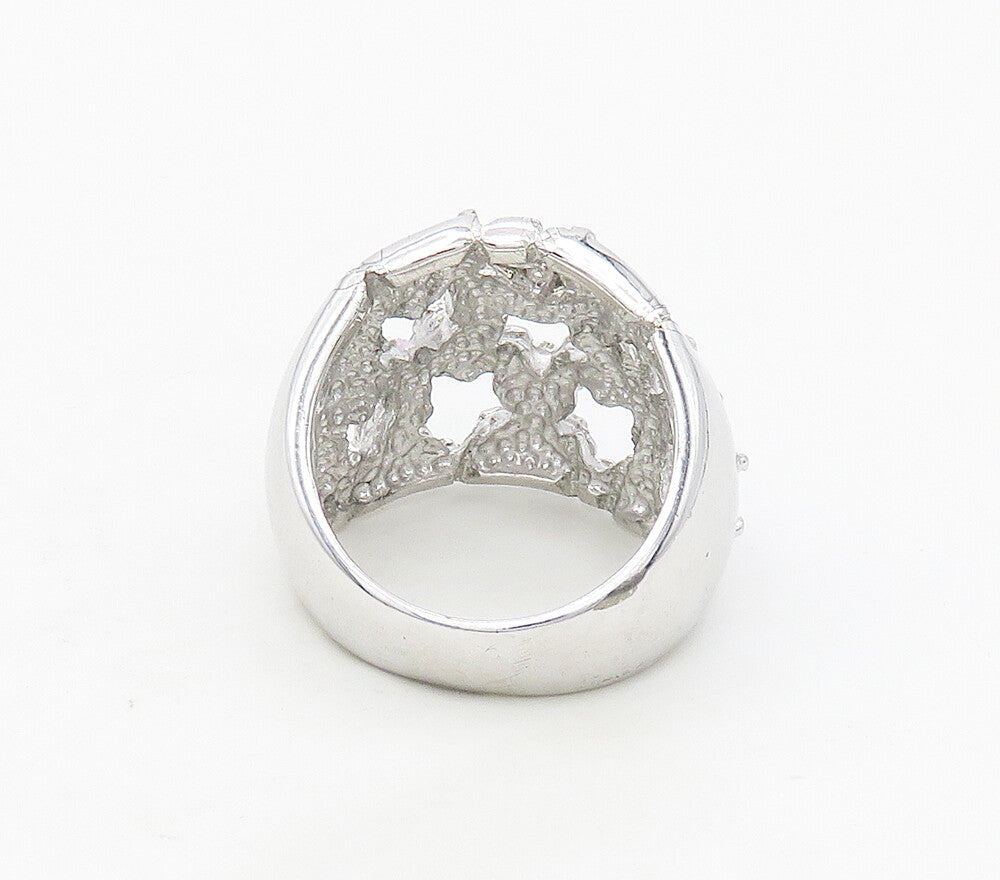 925 Sterling Silver  Sculpted Open Design Shiny Band Ring Sz 8.5  RG16867