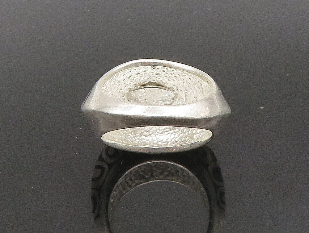 FLLI MENEGATTI 925 Silver  Vintage Black Enamel Dome Band Ring Sz 6  RG24019