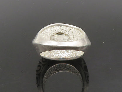 FLLI MENEGATTI 925 Silver  Vintage Black Enamel Dome Band Ring Sz 6  RG24019