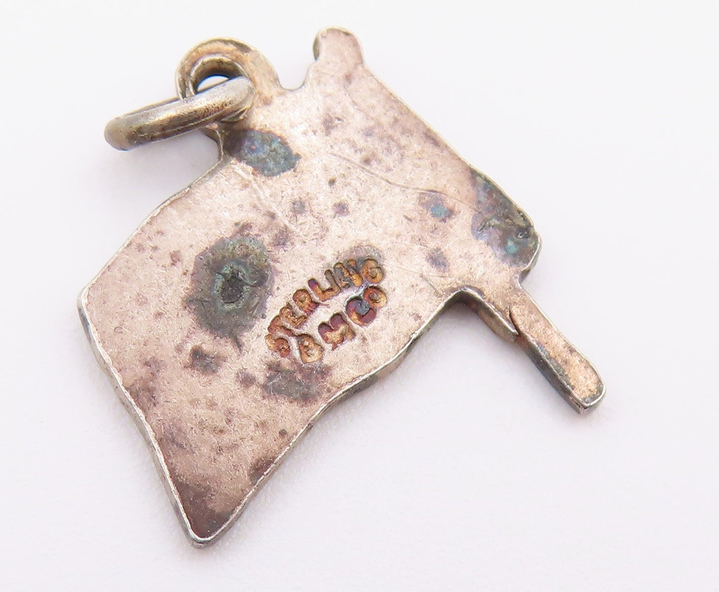 925 Sterling Silver  Vintage Enamel Waving British Flag Pendant  PT17441