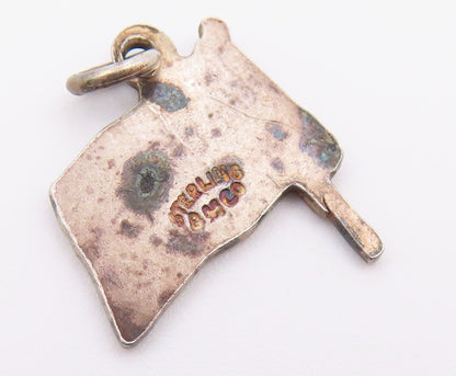 925 Sterling Silver  Vintage Enamel Waving British Flag Pendant  PT17441