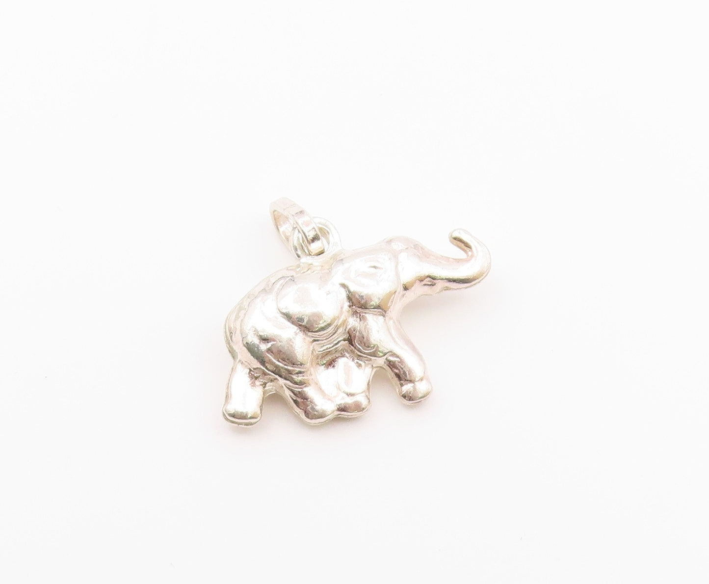 925 Sterling Silver  Vintage Petite Shiny Elephant Hollow Pendant  PT17505