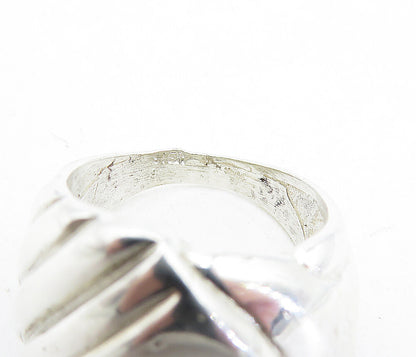 925 Sterling Silver  Vintage Modernist Shiny Fluted Band Ring Sz 7  RG5737