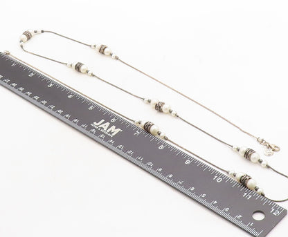 OR PAZ ISRAEL 925 Sterling Silver  Vintage Pearls Thin Chain Necklace  NE2273
