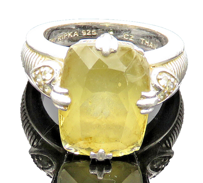 JUDITH RIPKA 925 Sterling Silver Vintage Topaz Love Heart Ring Sz 7  RG20260