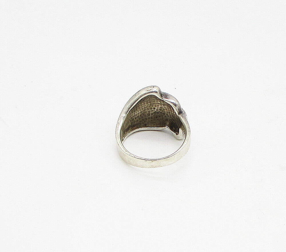 925 Sterling Silver  Vintage Feather Design Bypass Band Ring Sz 9  RG3397