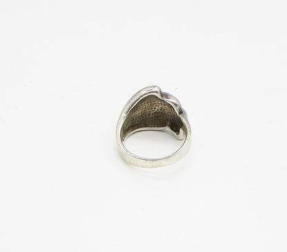925 Sterling Silver  Vintage Feather Design Bypass Band Ring Sz 9  RG3397