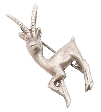 925 Sterling Silver Vintage Antique Forest Deer With Foot Up Brooch Pin BP9760