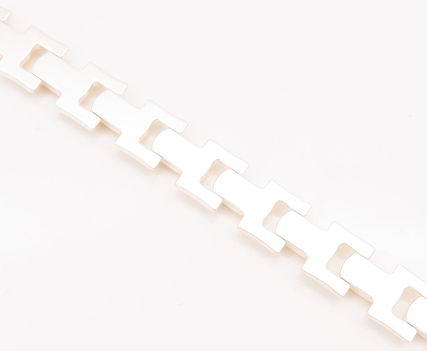 925 Sterling Silver Vintage Bracelet Solid Gold Plated Rectangle Links BT10416