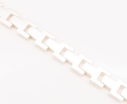 925 Sterling Silver Vintage Bracelet Solid Gold Plated Rectangle Links BT10416