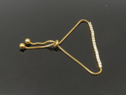 Gold Over 925 Silver  Cubic Zirconia Adjustable Child Box Chain Bracelet BT1099