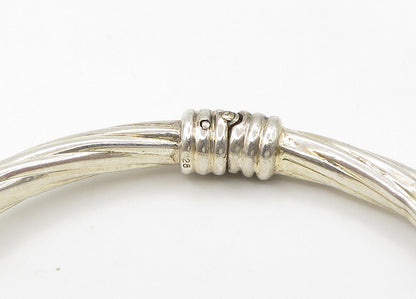925 Silver & 14K GOLD  Vintage Black Onyx Ends 2 Tone Cuff Bracelet  BT8542