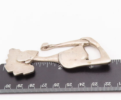 925 Sterling Silver Vintage Brooch Pin Solid Cutout Shadow Of Lady  BP11103