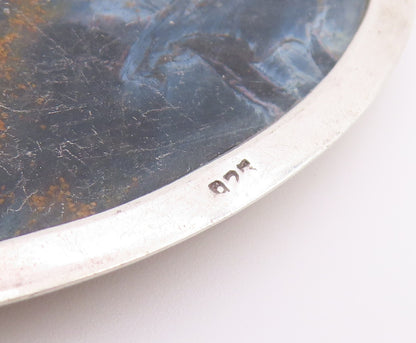 925 Sterling Silver Vintage Pendant Modernist Cabochon Agate Locket   PT26539
