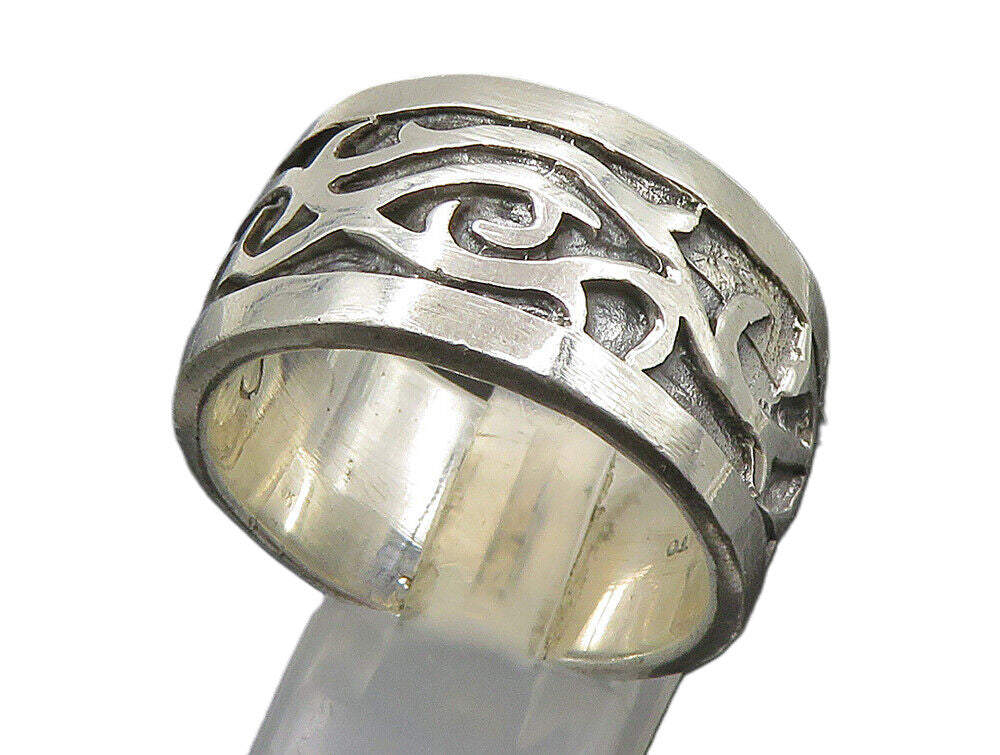 DESIGNER 925 Sterling Silver  Vintage Shiny Large Band Ring Sz 12.5  RG23807