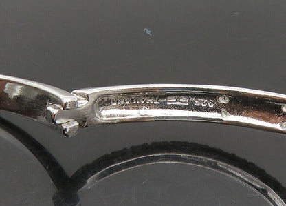 925 Sterling Silver   Vintage Shiny Genuine Diamonds Hoop Earrings  EG11301