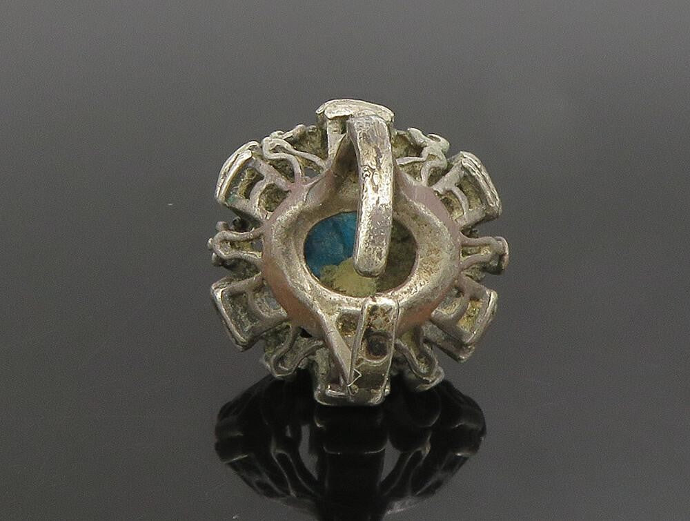 MIDDLE EAST 925 Silver  Vintage Tribal Pattern Turquoise Ring Sz 5  RG24674