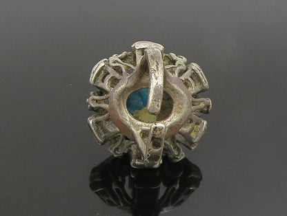 MIDDLE EAST 925 Silver  Vintage Tribal Pattern Turquoise Ring Sz 5  RG24674