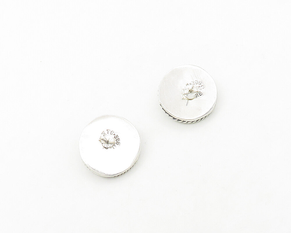 MEXICO 925 Sterling Silver  Vintage Shiny Button Dome Stud Earrings  EG9275