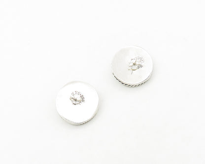 MEXICO 925 Sterling Silver  Vintage Shiny Button Dome Stud Earrings  EG9275