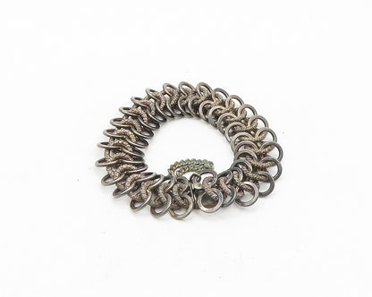 925 Sterling Silver  Vintage Dark Tone Round Link Chain Bracelet  BT7482
