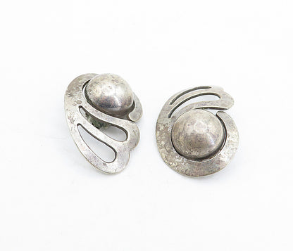 MEXICO 925 Sterling Silver  Vintage Cutout Wing Non Pierce Earrings  EG2698