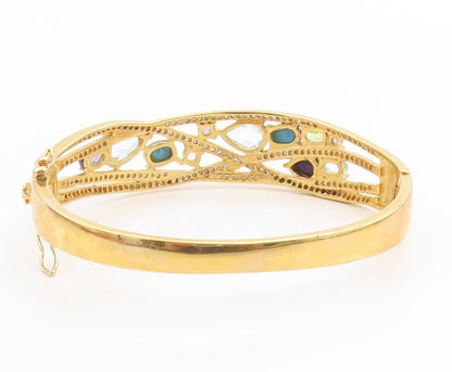 925 Sterling Silver Vintage Bracelet Gold Plated Real Diamonds Gemstone  BT12006