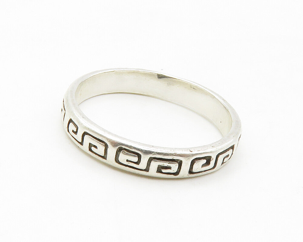 CAROLYN POLLACK 925 Silver  Vintage Greek Key Pattern Band Ring Sz 6  RG14277