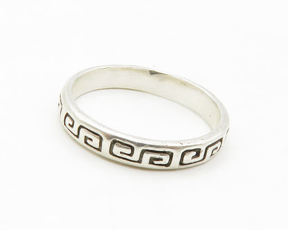 CAROLYN POLLACK 925 Silver  Vintage Greek Key Pattern Band Ring Sz 6  RG14277