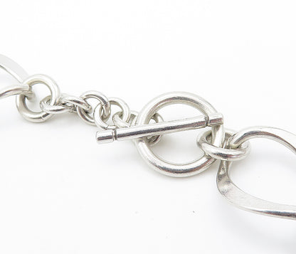 MEXICO 925 Sterling Silver  Vintage Shiny Open Link Chain Necklace  NE1317