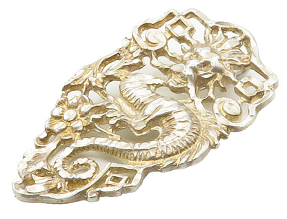 925 Sterling Silver  Vintage Shiny Diamond Cut Dragon Motif Pendant  PT12924
