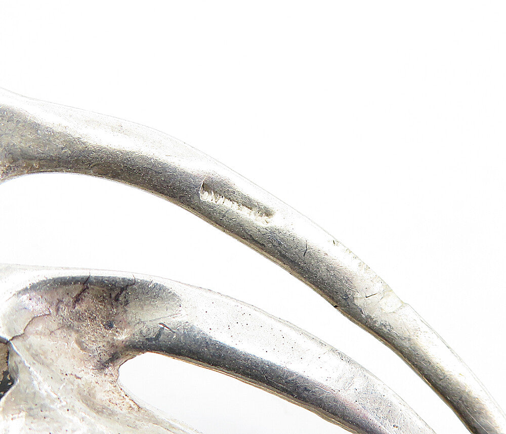 925 Sterling Silver  Vintage Antique Sculpted Floral Ribbon Brooch Pin  BP1629