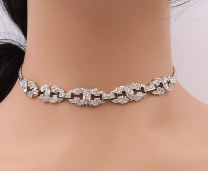 925 Sterling Silver Vintage Necklace Designer Antique Topaz Inlay  NE4377