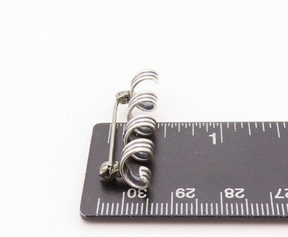 925 Sterling Silver Vintage Brooch Pin BEAU Cutout Spiral Spring Design  BP11567