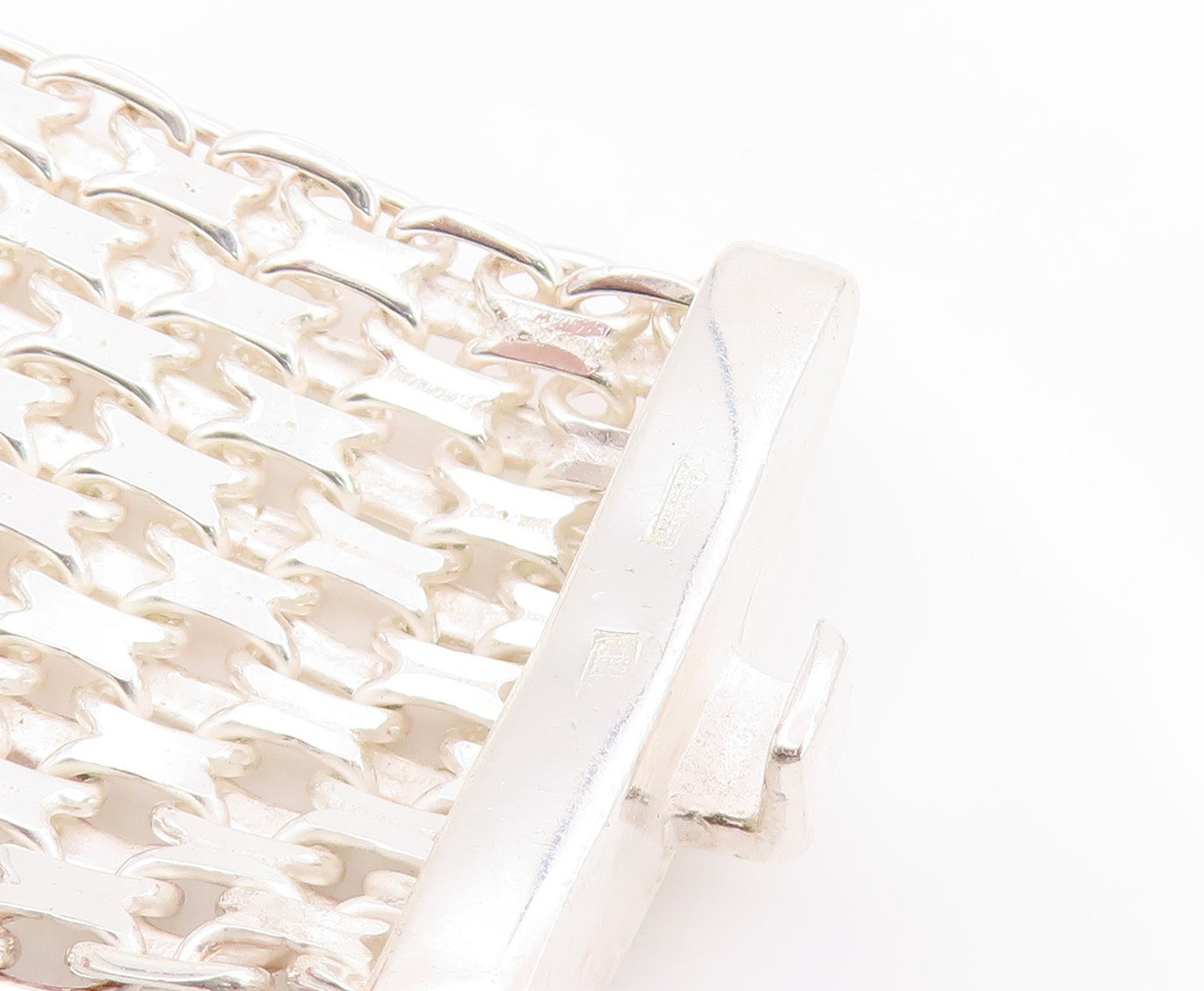 925 Sterling Silver Vintage Bracelet Intricate Geometric Pattern Link  BT11924