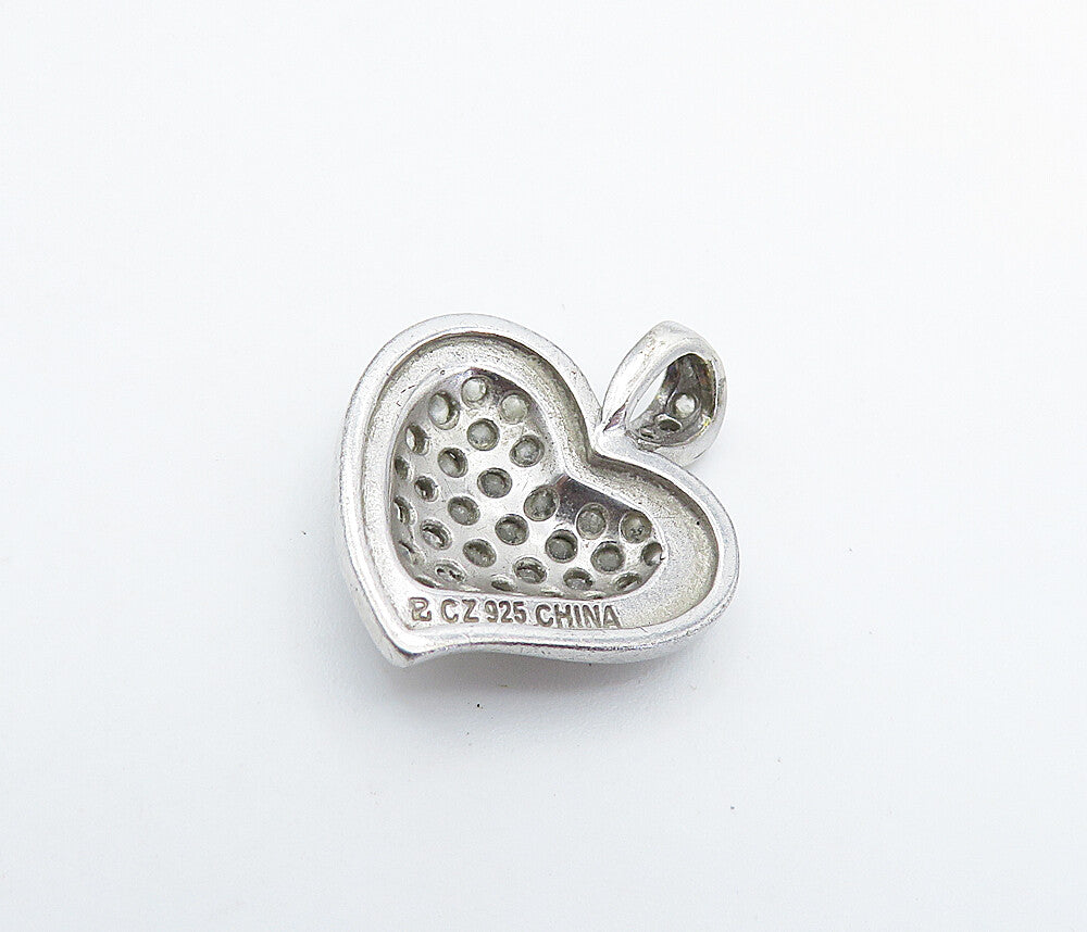 ROSS SIMON 925 Sterling Silver  Cubic Zirconia Love Heart Dome Pendant  PT6176