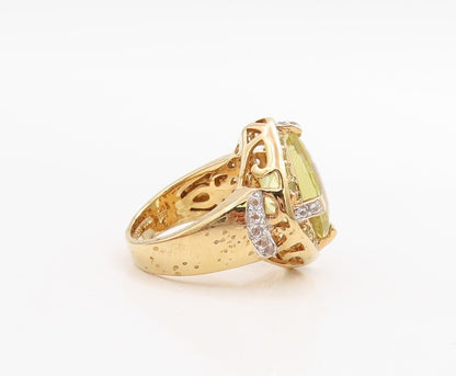 925 Sterling Silver Vintage Ring Gold Plated Peridot & Topaz  Sz 7  RG30963