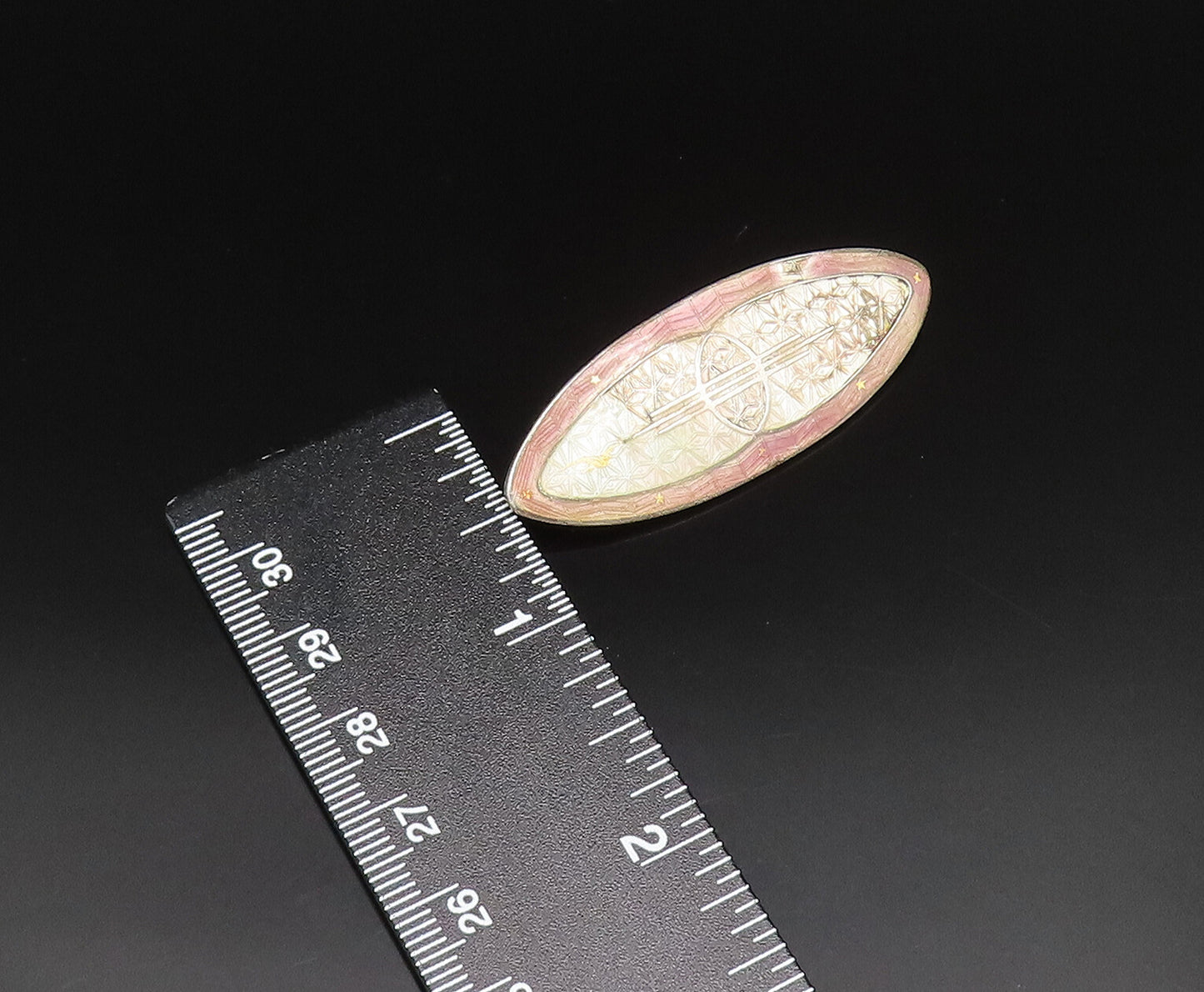 925 Sterling Silver Vintage Enamel Cloisonne Zig Zag Pattern Brooch Pin BP9629
