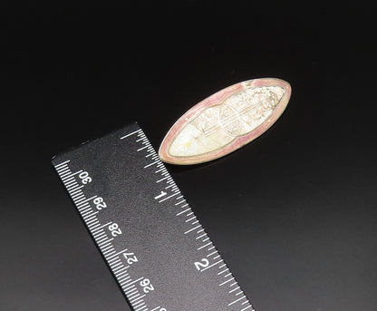 925 Sterling Silver Vintage Enamel Cloisonne Zig Zag Pattern Brooch Pin BP9629