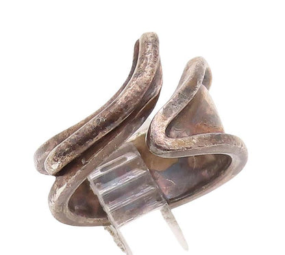 925 Sterling Silver Vintage Ring Designer Solid Carved Bypass  Sz 6.5  RG28644