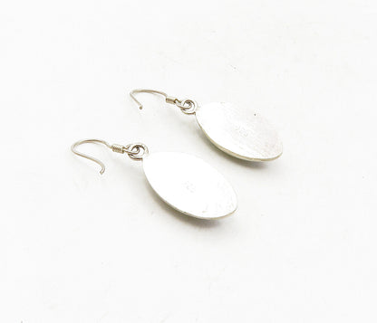 925 Sterling Silver  Vintage Glitter Art Pointed Oval Drop Earrings  EG4711